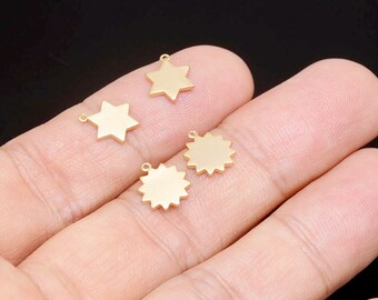 S400-20pcs-Matt Gold Plated-9mm Tiny Sun Charms S400-20pcs-Matt Gold Plated-9mm Tiny Sun Charms