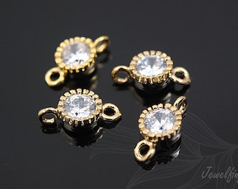 H704-40pcs-Gold Plated -Wedding jewelry Connector-5mm Round Cubic Connector