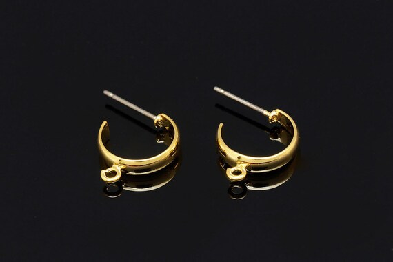 耳環　金環　①②まとめて 16K Real Gold Plated 12mm Hoop Earrings, Half Circle Earring