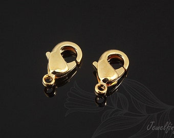 B365-10ea/100ea/1000ea, 16K Real Gold Plated 5.5*9.5mm Robster Clasp, Lock Finding, Metal Lobster Clasp For Jewelry Finding,Wholesale Clasps