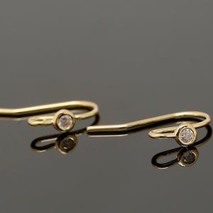 CH7050-1 pair / 10 pairs-Gold Plated, Cubic Zircona Ear Hook-Nickel free,Wholesale jewelry findings