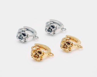 Rose Lever Back Earrings, Flower Huggie Earring, One Touch Earrings, Nickel Free [C782-1pair/10pairs]