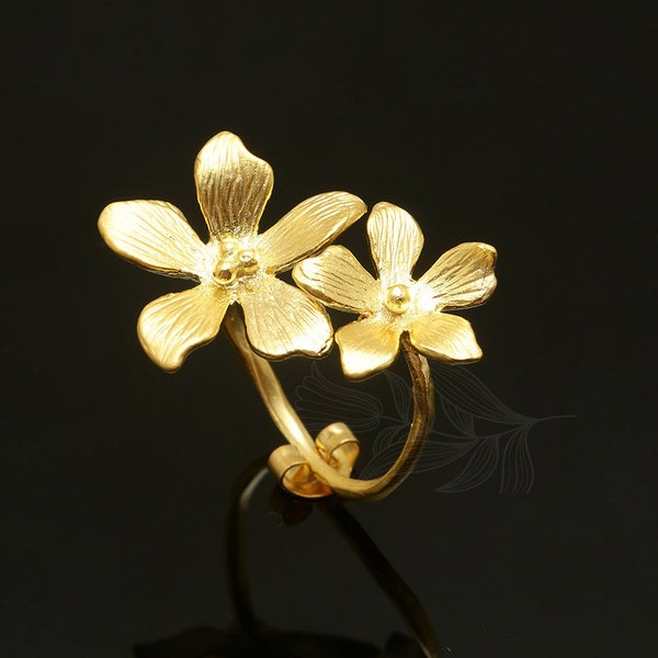 C1336-10pcs-Matt Gold Plated-Ring-Simple Ring-Flower ring-everyday jewelry