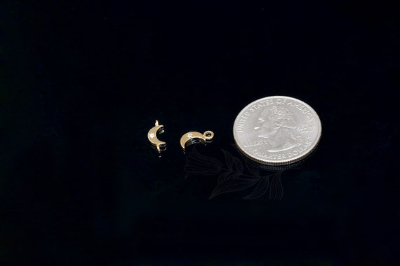 E856-2ea/20ea-gold Plated-cz Crescent Moon Links-cz Crescent