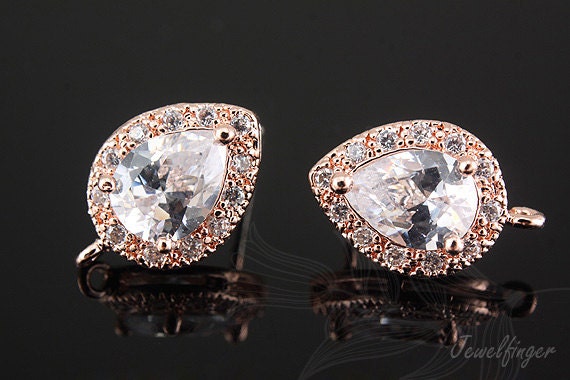 B154-1pair/10pairs-pink Gold Plated-10*14.5 Mm Cubic