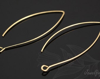 B632-50 pairs-Gold Plated-Oval Ear wires -Earring Hooks-Ni Free Ear Hook