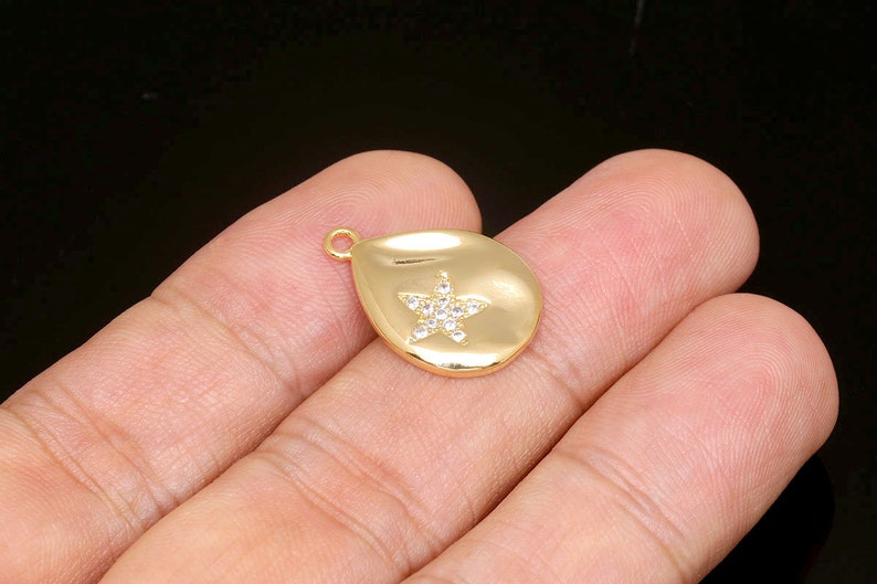 CH0007-20pcs-Gold Plated-21.5*15mm Cubic Drop Charms-Cubic Star Pendant-Necklace Earrings Making Supply