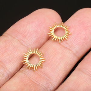 CH0088-10pairs-Gold Plated-12mm Sun Earrings - Starburst Earrings -Silver Post-Jewelry Findings