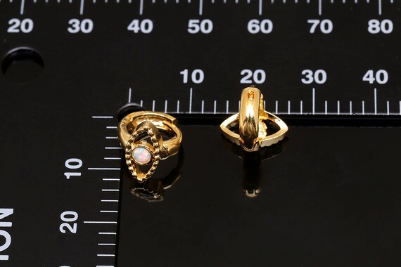CH5056- 1 Pair/10 Pairs- Gold Plated- 11mm Opal Evil Eye