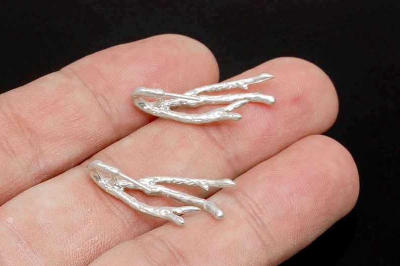 H0872ea/20eamatt Rhodium Plated2713.5mm Branch Charmsfor Half