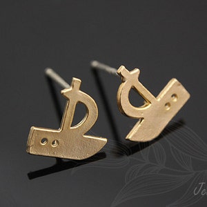 M002-1pair/10pairs-Matt Gold Plated-9mm Tiny Boat Ear Post, Dainty Boat Earrings, Silver Post, wholesale jewelry finding, wholesale Earrings
