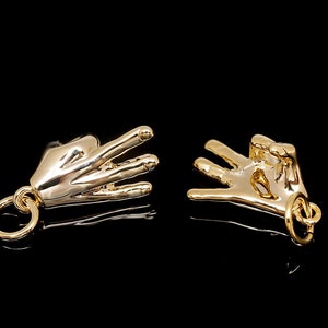 H1271-2ea/20ea-Gold Plated-6.5*14mm OK Hand Charm, OK Sign Pendant, Tiny OK Hand Pendant, wholesale jewelry finding, wholesale Charm