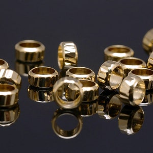 K916-20ea/200ea-Gold Plated-5mm Cutting Rondelle Beads-Brass Mini Spacer Beads,Bracelet parts,Wholesale jewelry findings