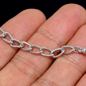 B423-10ea/100ea/1000ea, Real Rhodium Plated 112B Extension Chain 5cm, 4mm Ball, Bold Chain