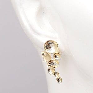 E611-1pair/10pairs, 16K Real Gold Plated 36*16.5mm Multi Coin Ear Post, Grape Earring, Silver Post, Jewelry Supplies, Nickel Free