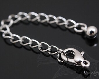 B166-10set/100set/1000set, Ternary Alloy Plated Lobster Claw Clasps With Extender Chain 55mm, Metal Lobster Clasp For Jewelry Finding