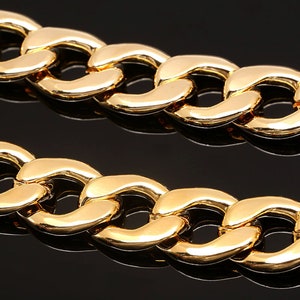 A532-1m/10m/100m-Gold Plated  -125 NF Chain/14*10mm Chunky Oval Purse Curb Chain-  Open Link Chain-Gold Curb Chain