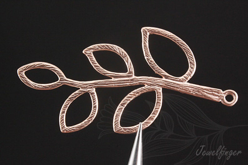 B125-20pcs-Pink Gold Plated-Multi Leaf Pendant-Brass Branch Pendant
