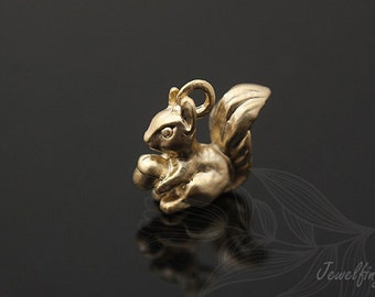Matte Gold Plated 11.2*10mm Squirrel Metal Charms, Brass Animal Pendant [S180-2PCS/20PCS]