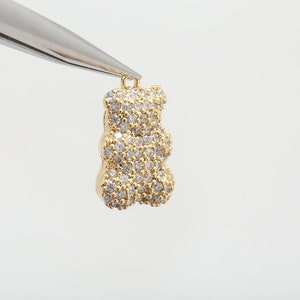 F213-1ea/10ea, Gold Plated 13*9.5mm Micro Pave Teddy Bear Charms, Necklace Earrings Making Supply, wholesale Jewelry Finding,Wholesale Charm