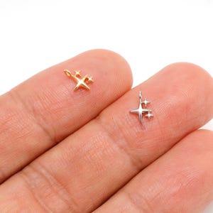Dije de Estrella del Norte, colgante con destellos diminutos (6 x 8,5 mm) [H694-2 piezas/20 piezas]