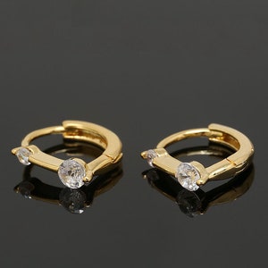 Ch7033-1pairs-gold Plated-11mm Round Cubic Lever Back