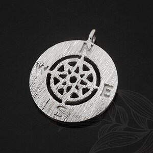 M1393-2ea/20ea-Rhodium Plated-13mm Compass Charm, Compass Pendant, Coin Charm, jewelry making, wholesale jewelry finding, wholesale Charm