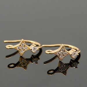 CH6095-10pairs-Gold Plated-146mm CZ Earrings Wedding Bridal Earrings-Nickel Free image 1