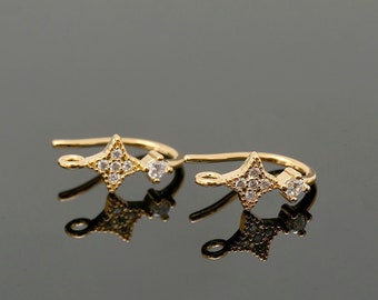 CH6095-10pairs-Gold Plated-14*6mm CZ Earrings- Wedding Bridal Earrings-Nickel Free