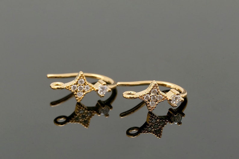 CH6095-10pairs-Gold Plated-146mm CZ Earrings Wedding Bridal Earrings-Nickel Free image 1
