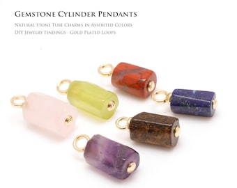 Real Gold Plated Gemstone Pendant, Natural Stone Jewelry Making Supplies, Nickel Free [F82-1PC/10PCS]