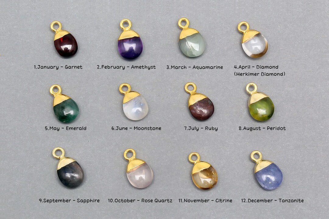 Natural Birthstone Charms, Smooth Drop Pendant, Gemstone Tumble Charm ...