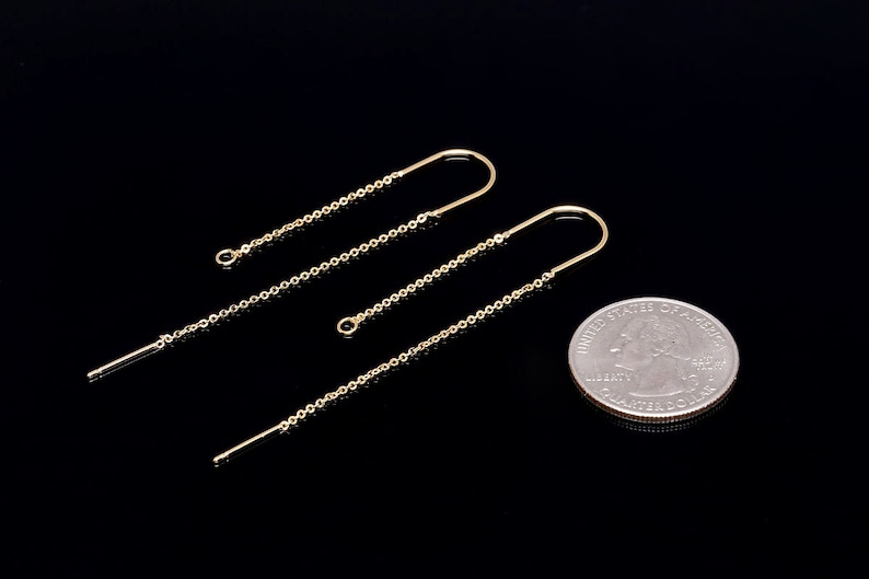 H1280-10 pairs-Gold Plated-Chain Hook Earring-Long Chain Earrings-Ni Free image 4