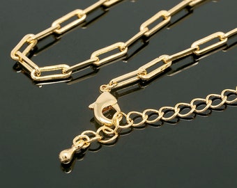 R089-20pcs-210SB 4DC L Gold Plated  Chain Necklace -43cm+Extender 5 cm