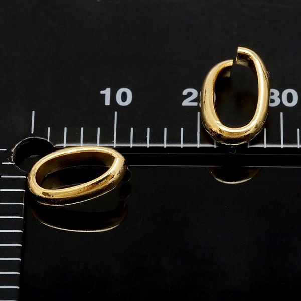 F181-100pcs-Gold Plaqué-12*8mm Bold Oval Jump Ring-Open Link-3mm Thick Oval Pendant Bail