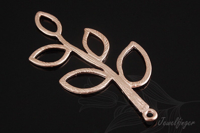 B125-20pcs-Pink Gold Plated-Multi Leaf Pendant-Brass Branch Pendant