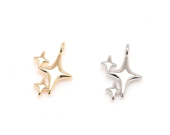 Dijes de triple estrella de 9,5 x 14 mm, colgante de estrella del norte brillante [S546-2 piezas/20 piezas]