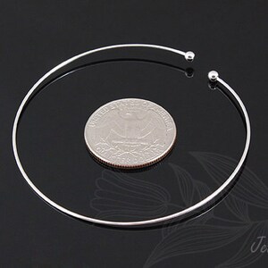 Rhodium Plated Steel Bangle, 1mm Thickness, 3mm Ball Ends, Jewelry Making Finding [H381-1PC/20PCS] image 3