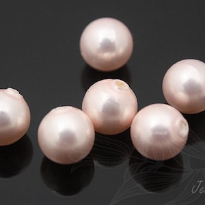 E842-2PCS/20PCS, 6mm Half Drilled Pearl Coated On Shell Based, Light Pink 6mm Pearl