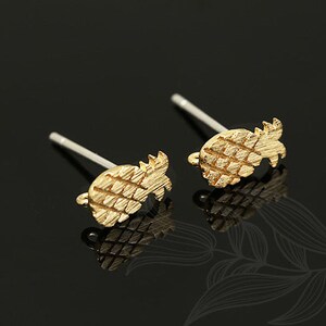 M1675-1pairs/10pairs-Gold Plated-4*7mm Pineapple Silver Post-Tiny Pineapple Ear Post-wholesale jewelry finding, wholesale Earrings