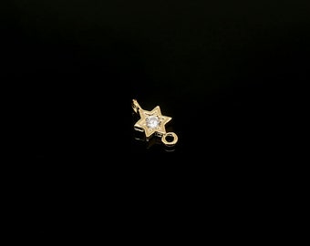 M946-20pcs-8*4mm Gold Plated-Tiny Star Cubic Charms-2 Loop CZ Star Connectors