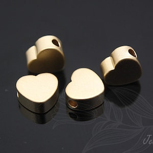H180-4ea/40ea-mat verguld, 6,5 mm hart metalen kralen, messing klein hart hanger-metalen stempels, persoonlijke sieradenonderdelen