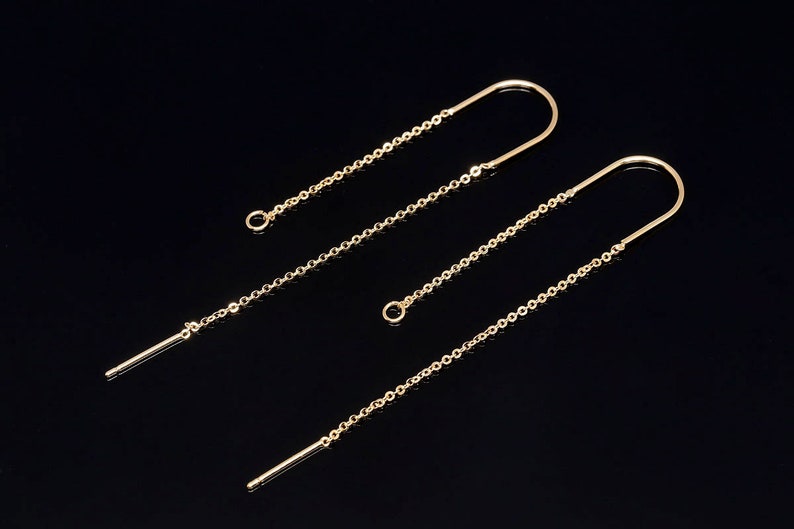 H1280-10 pairs-Gold Plated-Chain Hook Earring-Long Chain Earrings-Ni Free image 1