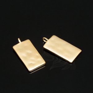 M1849-2ea/20ea-Matt Gold Plated-7.5*16mm Hammered Bar Pendant, Hammered Stamping Blanks Bar, Hammered Stick