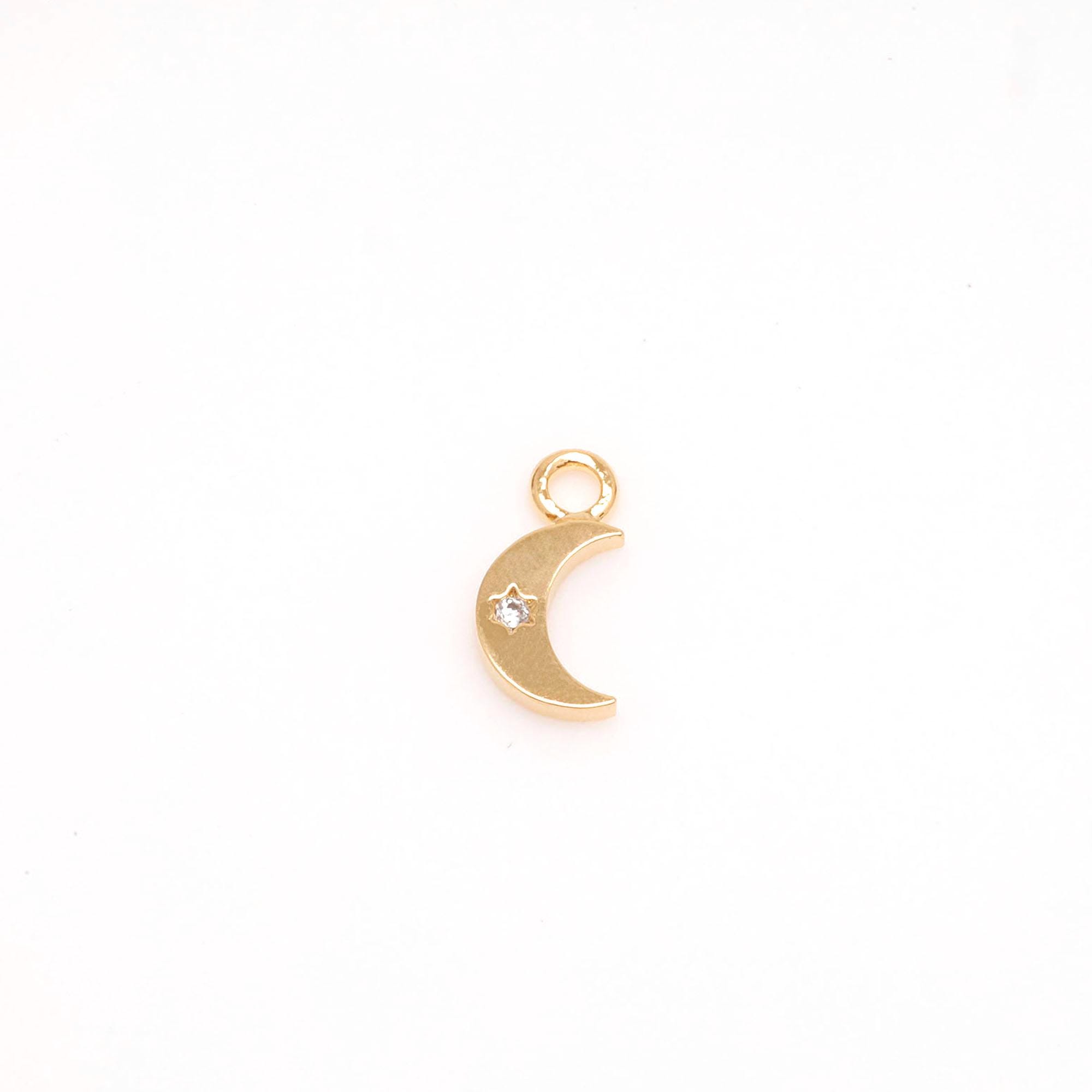 CZ Crescent Moon Connector, Crescent&star Charm, [E856-2PCS/20PCS
