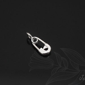 S560-2ea/20ea-Rhodium Plated-Tiny Safety Pin Charm, Small Safety Pin Charm, jewelry making, wholesale jewelry finding, wholesale Charm