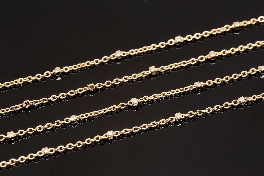 A502-1m/20m/200m-gold Plated -230s BB Chain-1.2*1.8mm- Layered Necklace ...