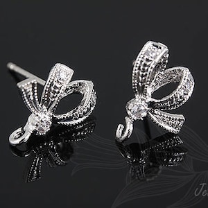 B495-1pair/10pairs, Ternary Alloy Plated 8*12mm Cubic Ribbon Ear Post, Wholesale Jewelry Finding, Jewelry Supplies, Wholesale Earrings