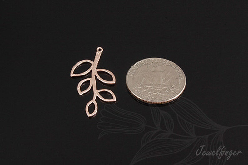B125-20pcs-Pink Gold Plated-Multi Leaf Pendant-Brass Branch Pendant
