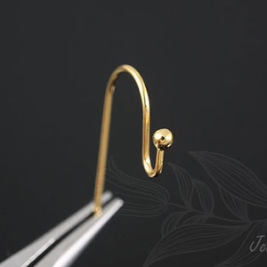B383-10pairs/100pairs, 16K Real Gold Plated 2mm Ball Ear Wires, French Hook Ear Wire, French Wire Hook, Nickel Free